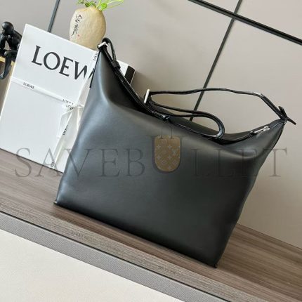 LOEWE CUBI CROSSBODY BAG IN SUPPLE SMOOTH CALFSKIN AND JACQUARD B906K70X13 (44*30*18cm)